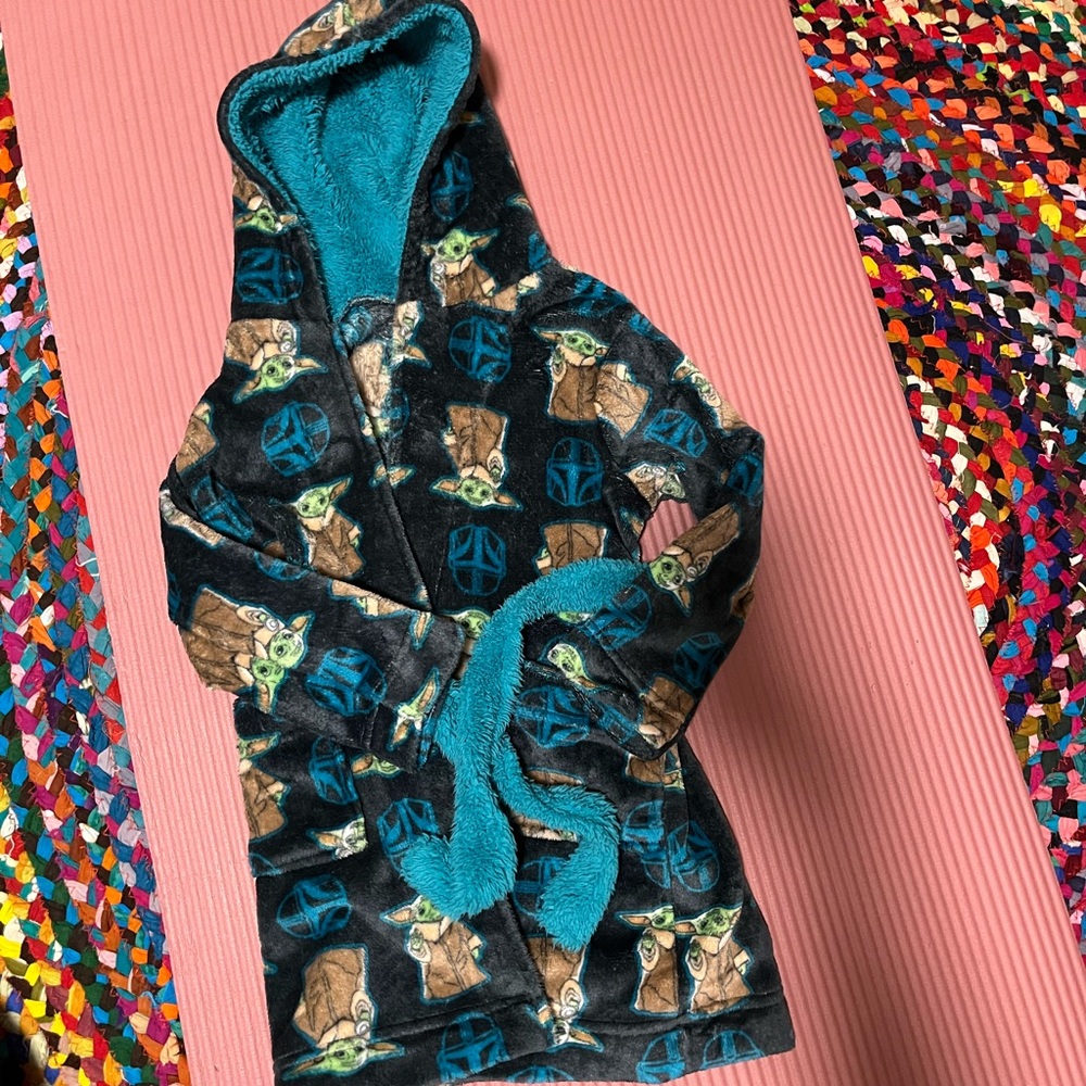 Star Wars Baby Yoda Hooded Robe - Black and Teal